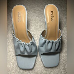 Brand New Boohoo Baby Blue Ruched Heels
